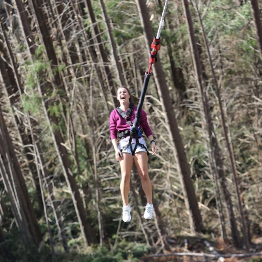 Rachael Newsham doing a bungee jump